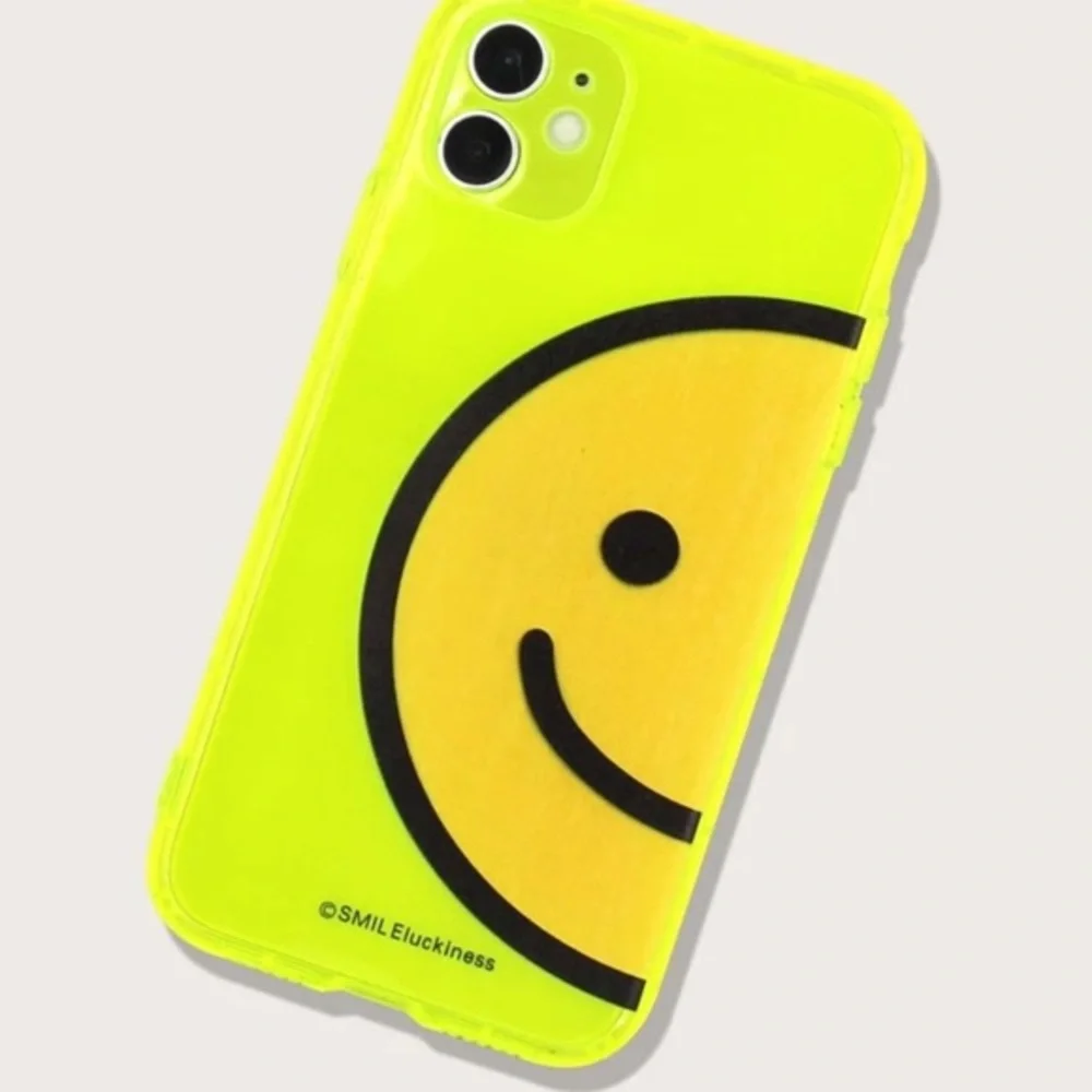 Neon Lime Clear Happy Face IPhone 12 Pro Case